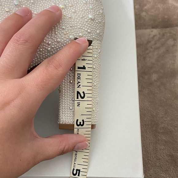 Never Worn Betsey Johnson “Cady” Pearl Embellished Boots in Ivory - Picture 3 of 5